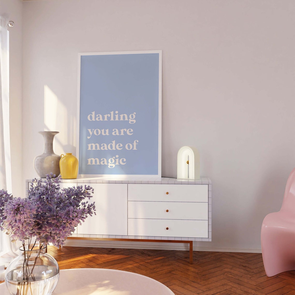 Darling You Are Made Of Magic Quote Blue Typography Wall Art - Image 6