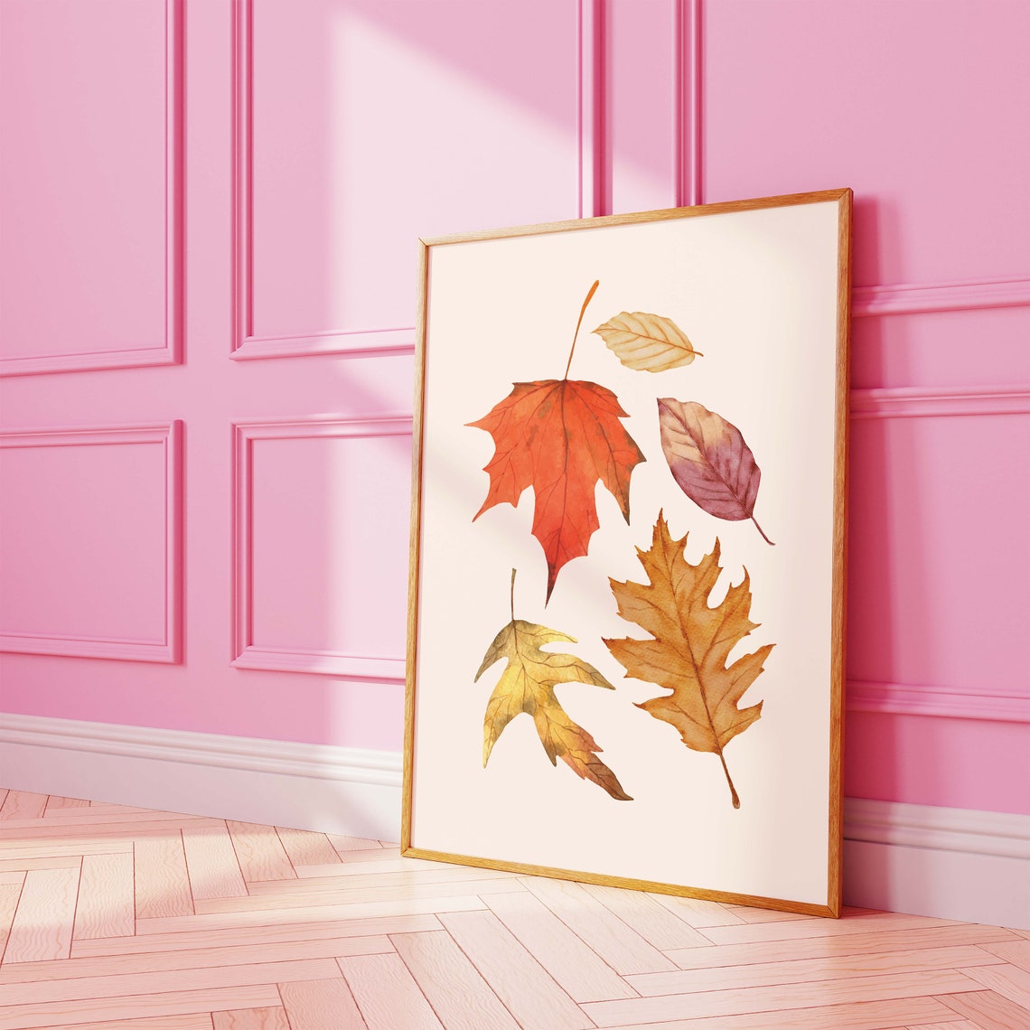 Watercolor Autumn Leaves Fall Maple Botanical Cream Art Poster - Image 3