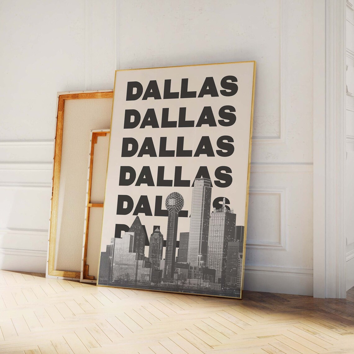 Dallas Texas Skyline Typography Art Poster for Modern City Decor