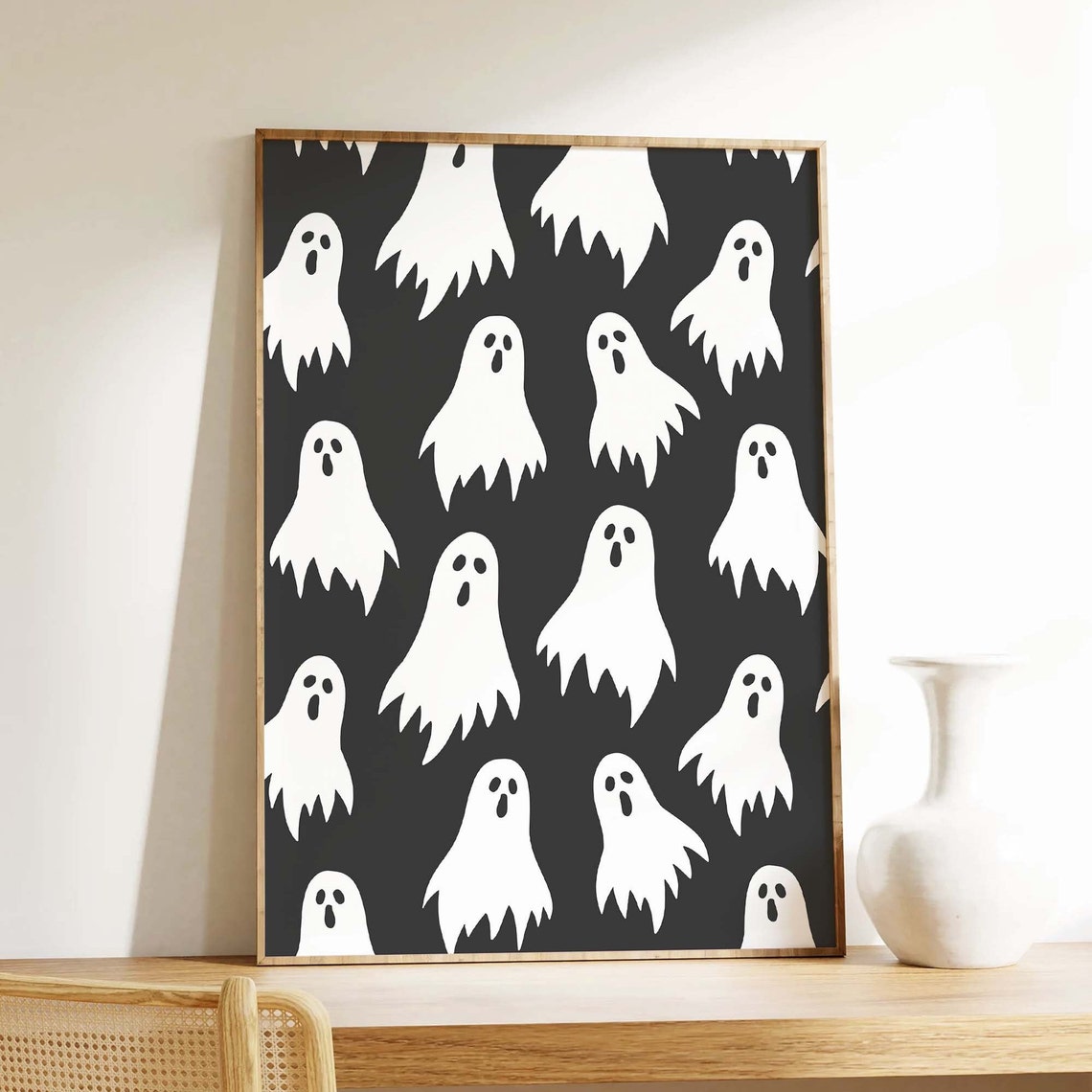 Ghosts Print Art Cute Halloween Wall Decor Trendy Halloween Wall Art Spooky Season Poster