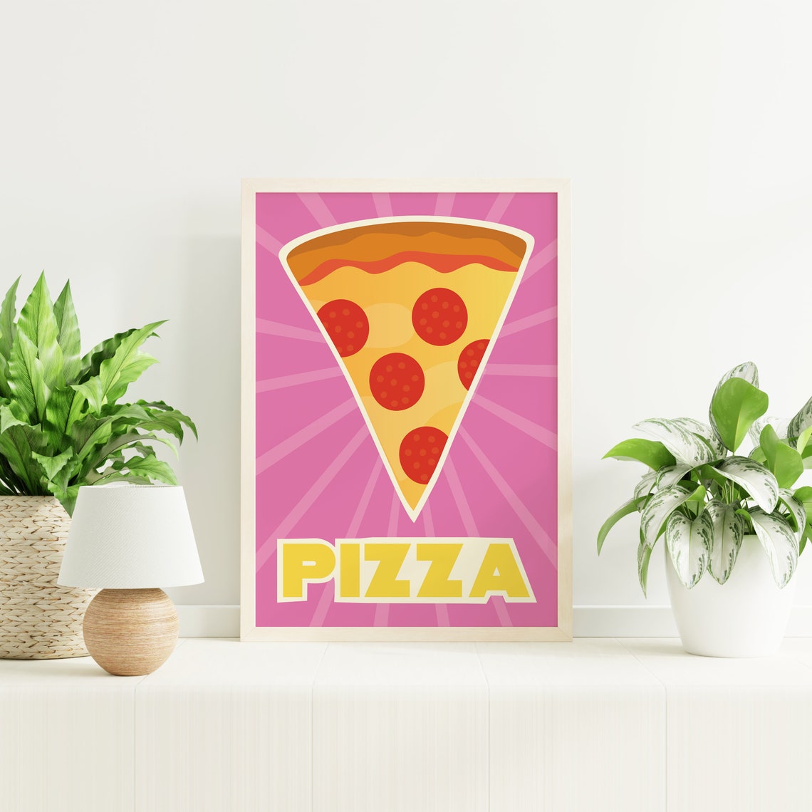 Pizza Print Art Pink Kitchen Decor Retro Pizza Poster Cute Food Kitchen Art - Image 4