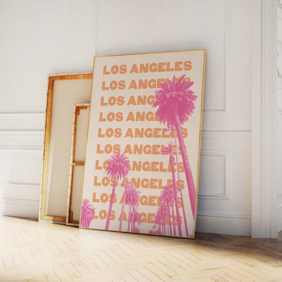 Los Angeles Travel Print Art La Travel Exhibition Print Cute Trendy Wall Art Pink Wall Art California Wall Art