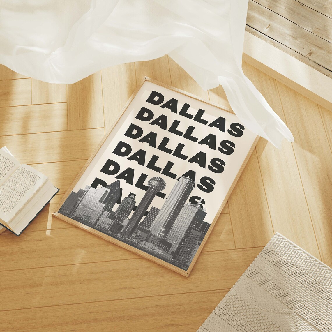 Dallas Texas Skyline Typography Art Poster for Modern City Decor - Image 2