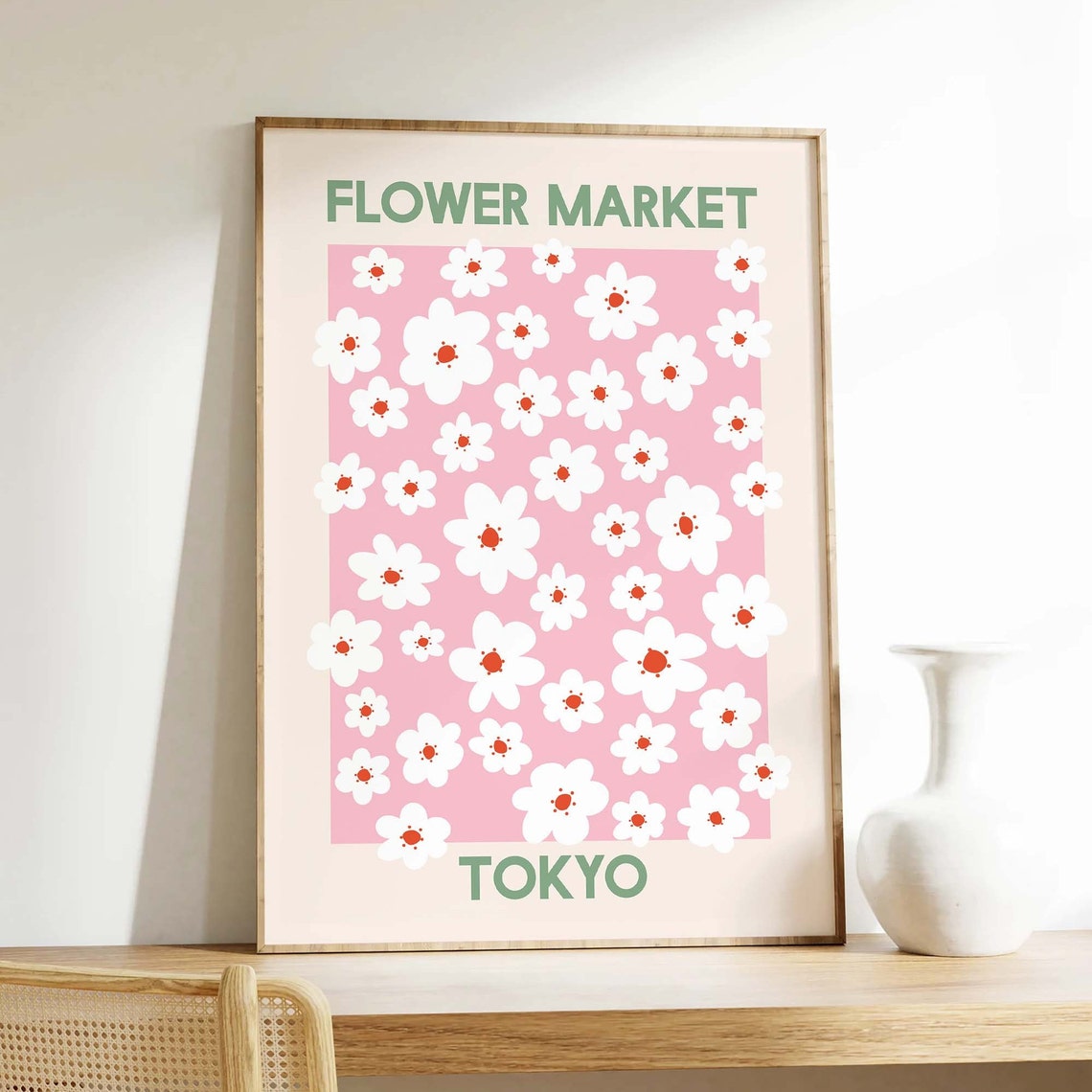 Flower Market Tokyo Cherry Blossom Pink Sakura Japan Art Poster - Image 5
