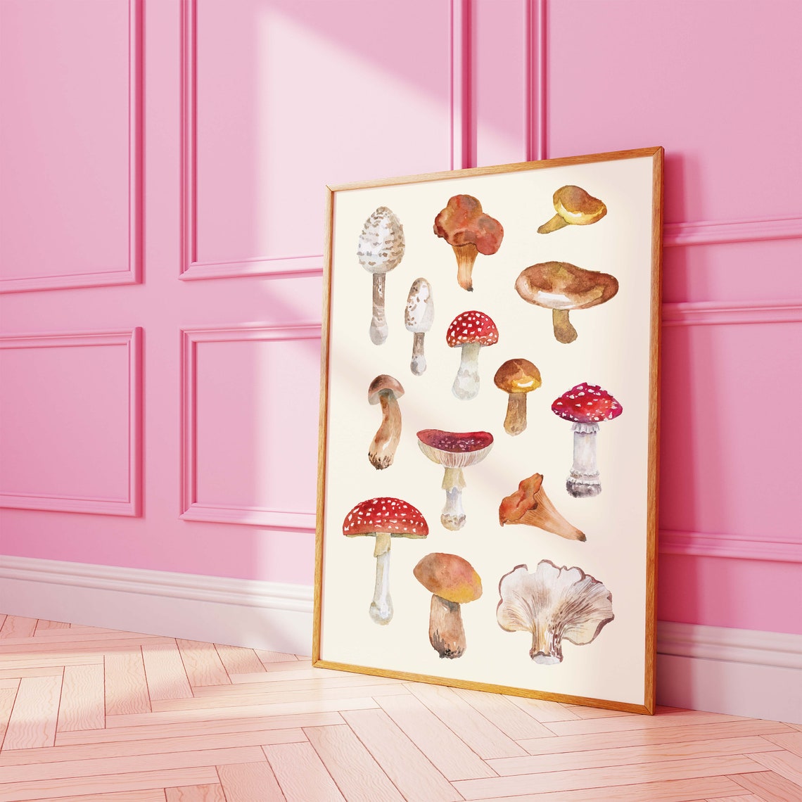 Watercolor Mushrooms Autumn Botanical Toadstool Wall Decor Poster - Image 2