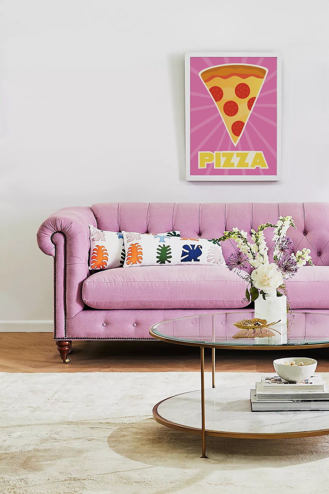 Pepperoni Pizza Slice Pink Pop Art Style Retro Kitchen Wall Poster - Image 5