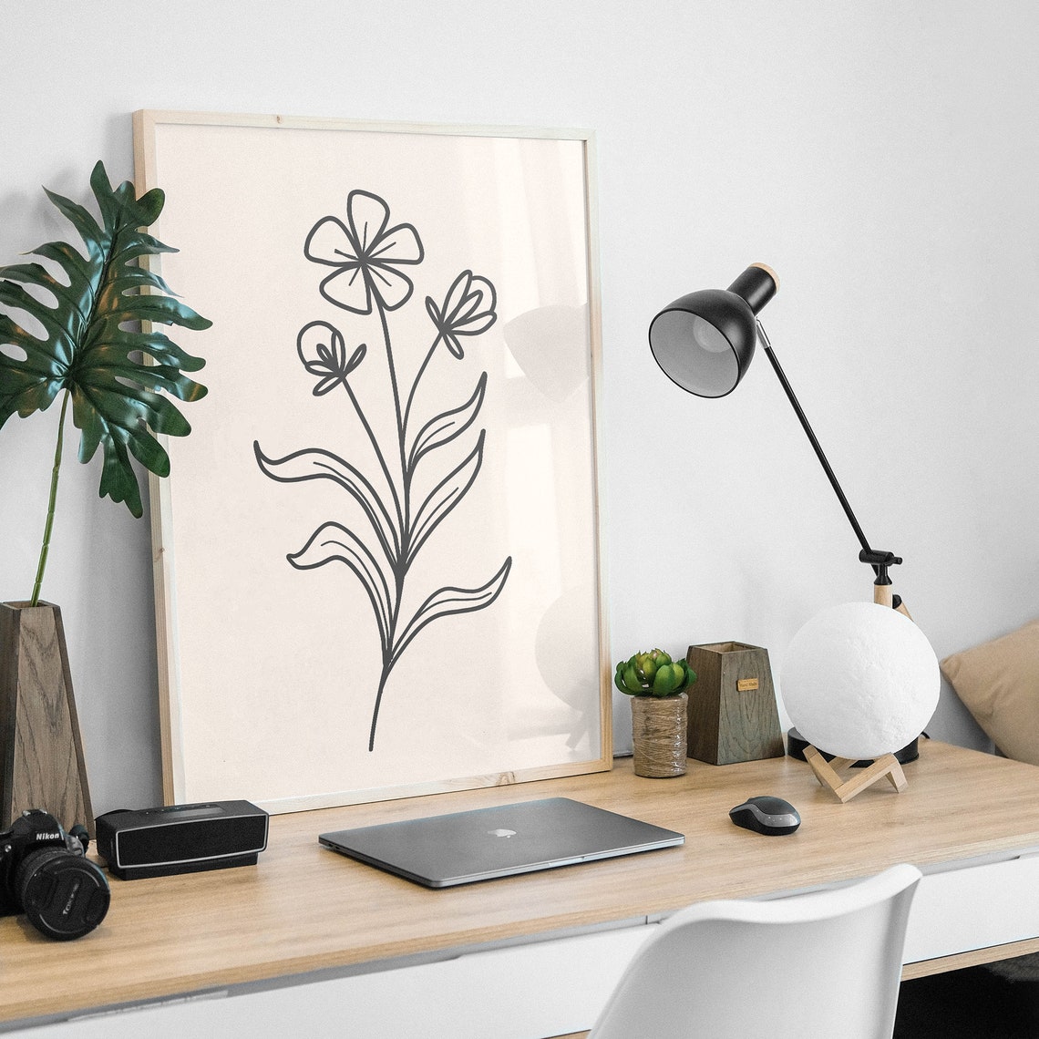 Minimal Line Botanical Gallery Wall Art Black Floral Art Cute Trendy Wall Art - Image 5