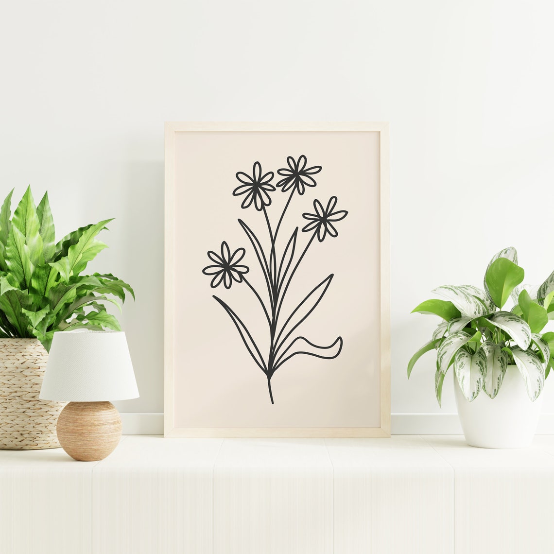 Minimal Line Botanical Gallery Wall Art Black Floral Art Cute Trendy Wall Art - Image 5