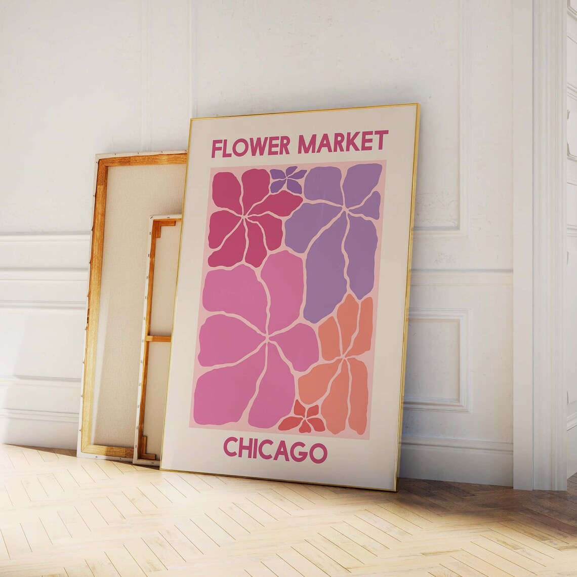 Flower Market Chicago Pink Purple Orange Abstract Bloom Poster - Image 4