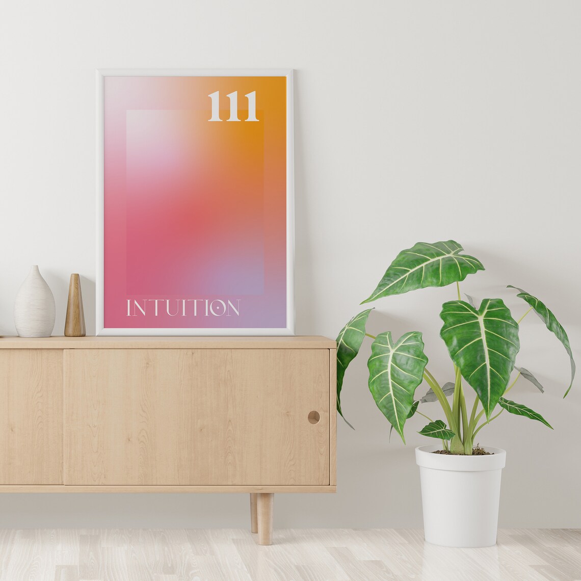 Angel Number 111 Intuition Poster with Orange Pink Aura Gradient - Image 4