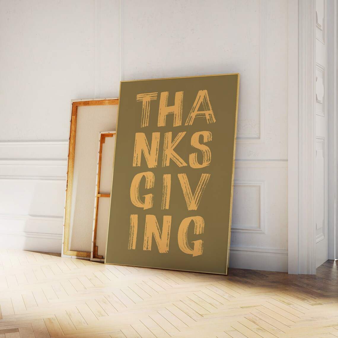Thanksgiving Olive Green Brush Lettering Holiday Wall Decor Poster - Image 4