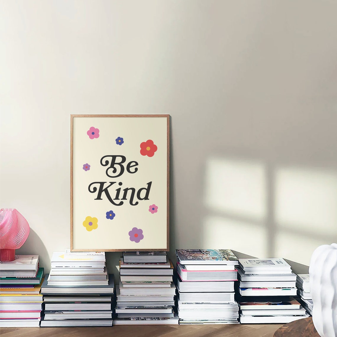 Be Kind Print Art White Retro Kindness Art Cute Wall Art Trendy Art Print - Image 3