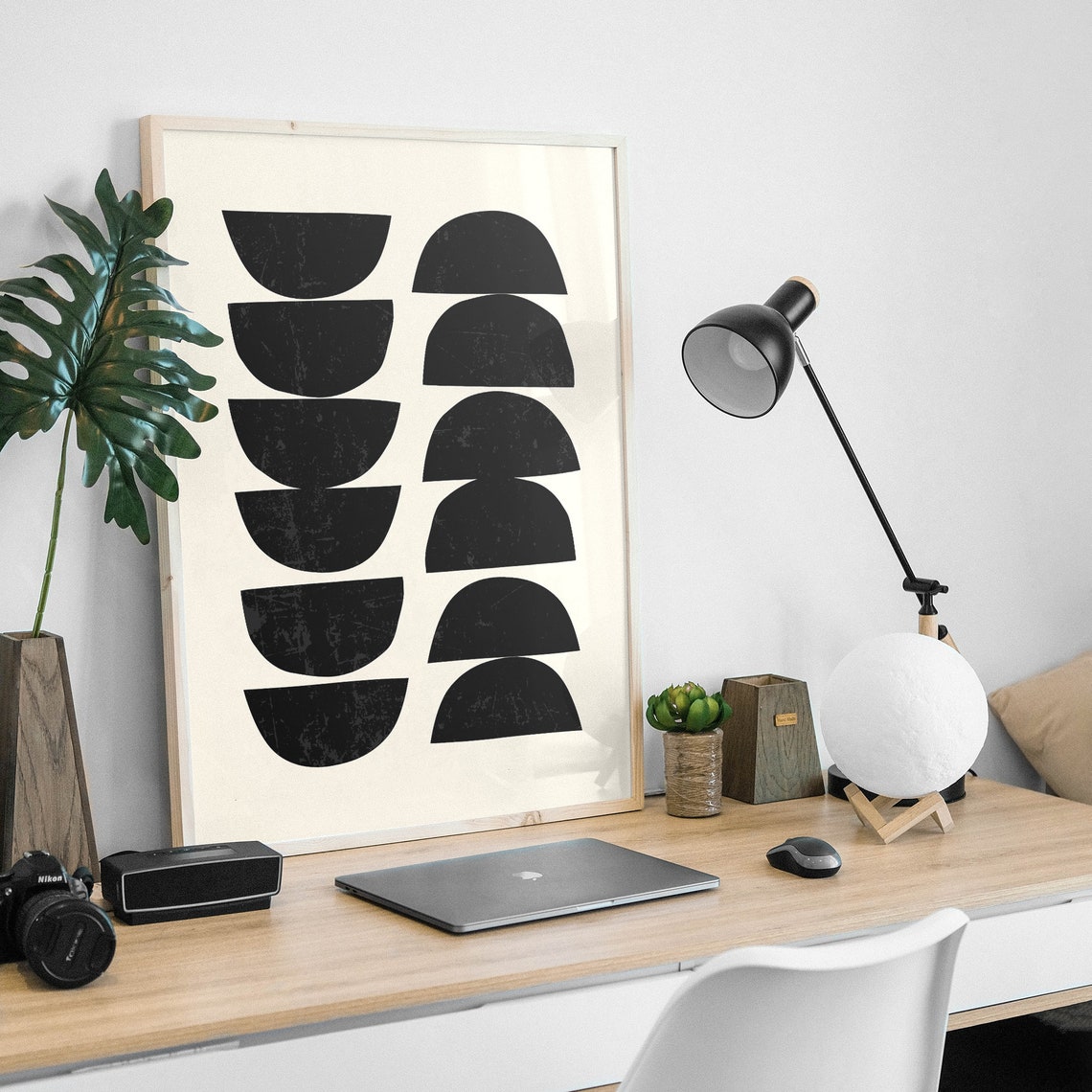 Abstract Black Wall Print Art Neutral Mcm Art Minimal Abstract Shapes Art Cute Trendy Wall Art - Image 5