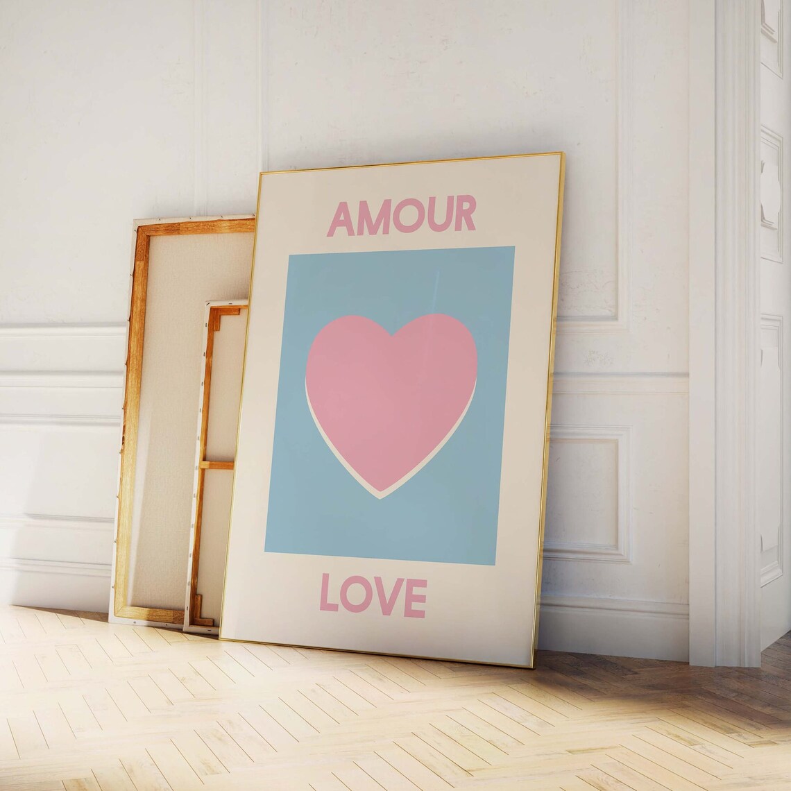 Amour Love Pink Heart Sky Blue French Inspired Room Decor Poster - Image 2