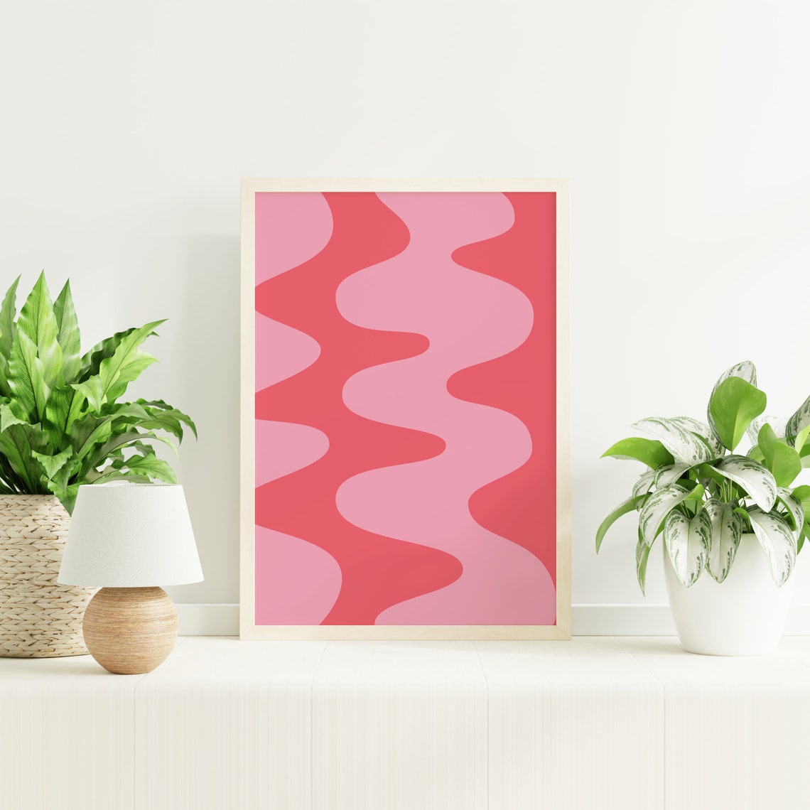 Pink Abstract Print Art Trendy Pink 70s Retro Art Cute Trendy Wall Art - Image 4