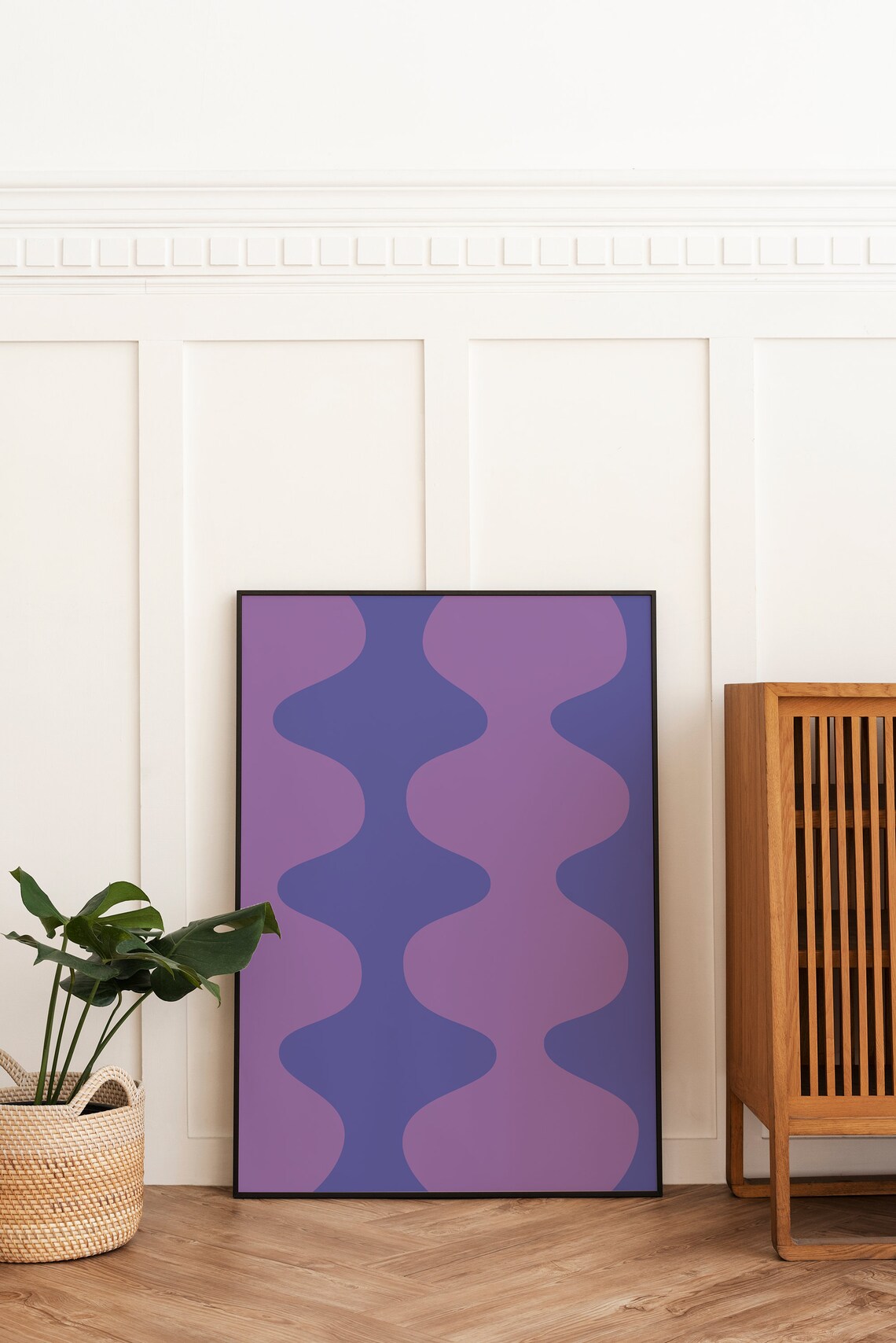 Purple Blue Groovy Wavy Lines Bold Modern Abstract Art Poster - Image 4