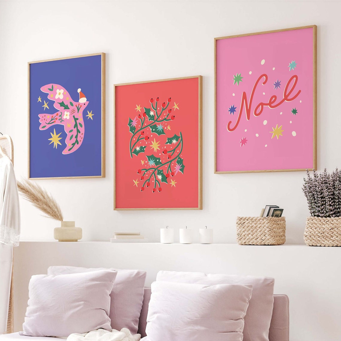 Christmas Gallery Wall Art 10 Printables Trendy Boho Christmas Prints Cute Colorful Holiday Wall Decorations - Image 3