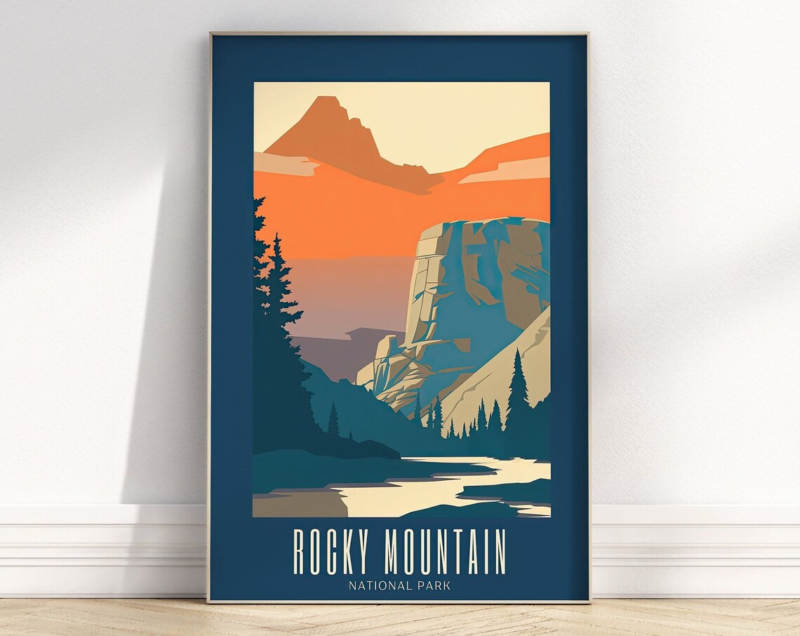 Rocky Mountain National Park Canyon Cliffs Retro Travel Poster