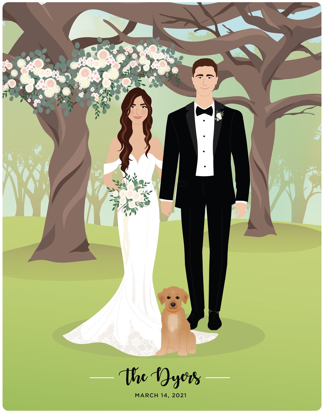 Personalized Wedding Illustration Portrait, Anniversary Gift - Image 2