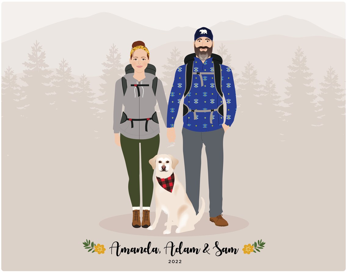 Custom Portrait With Pets, Personalized Art - Image 4
