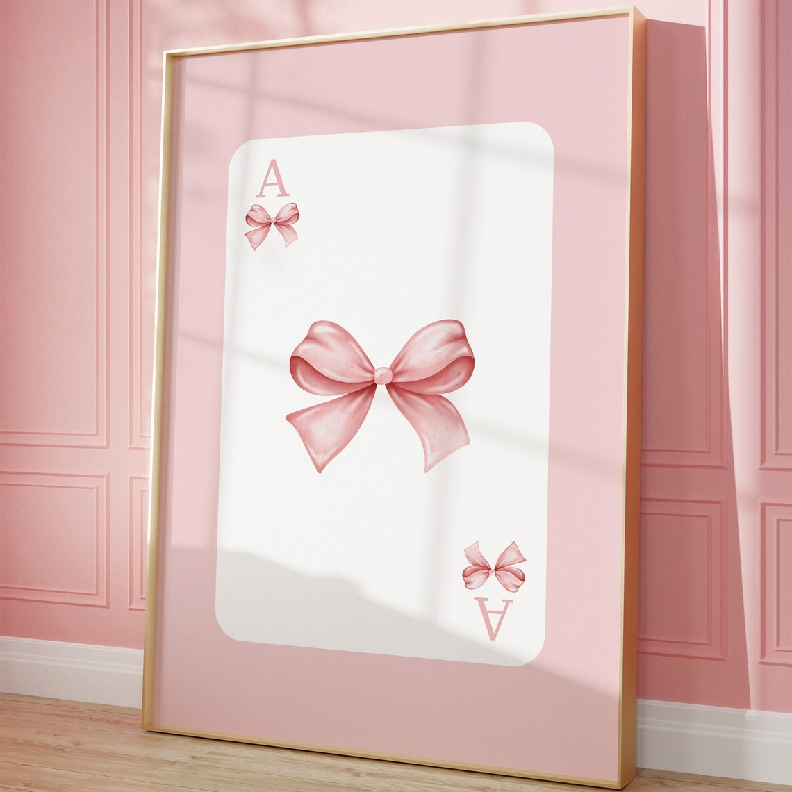 Pink Bow Ace of Hearts Balletcore Coquette Aesthetic Room Poster - Image 3