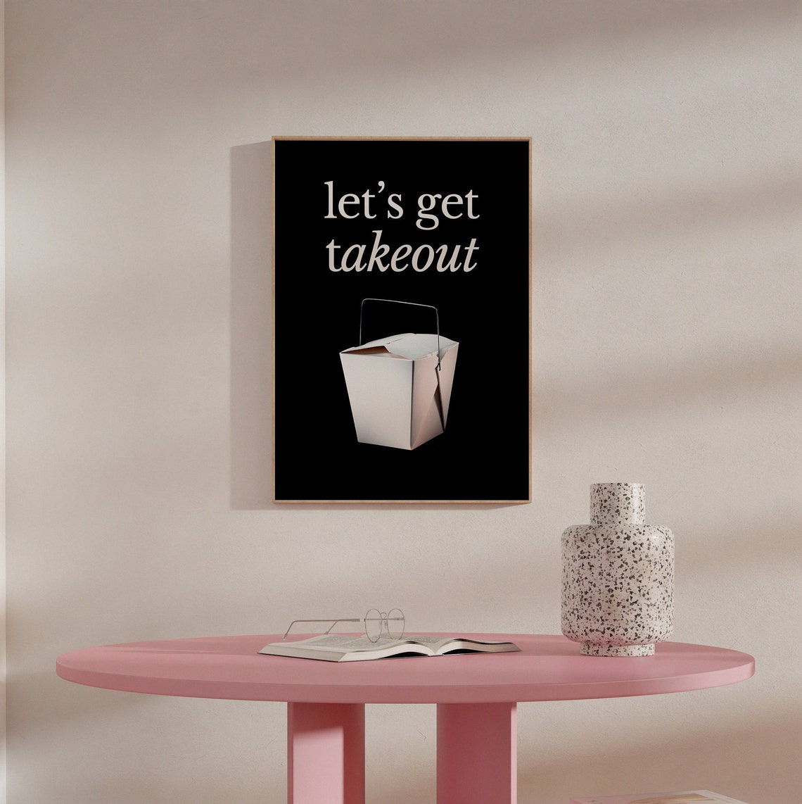 Lets Get Takeout White Takeout Box Retro Black Kitchen Poster - Image 3