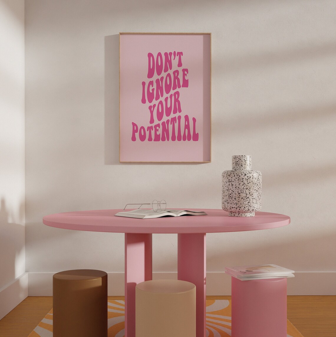 Dont Ignore Your Potential Pink Retro Motivational Quote Poster - Image 3