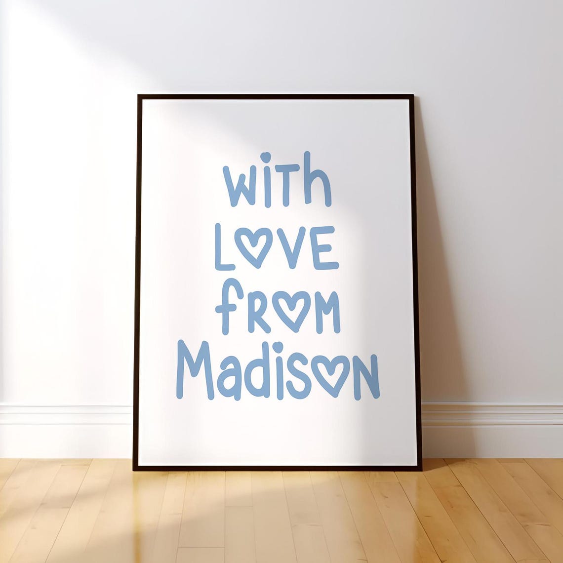 With Love From Madison Blue Handwritten Hearts Quote Decor Poster - Image 2