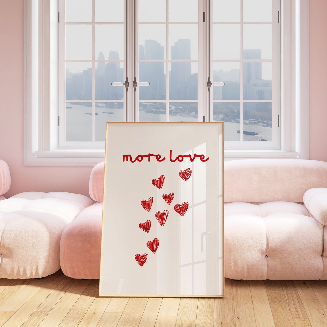 More Love Red Scribble Hearts Minimalist Girly Room Decor Poster - Image 5