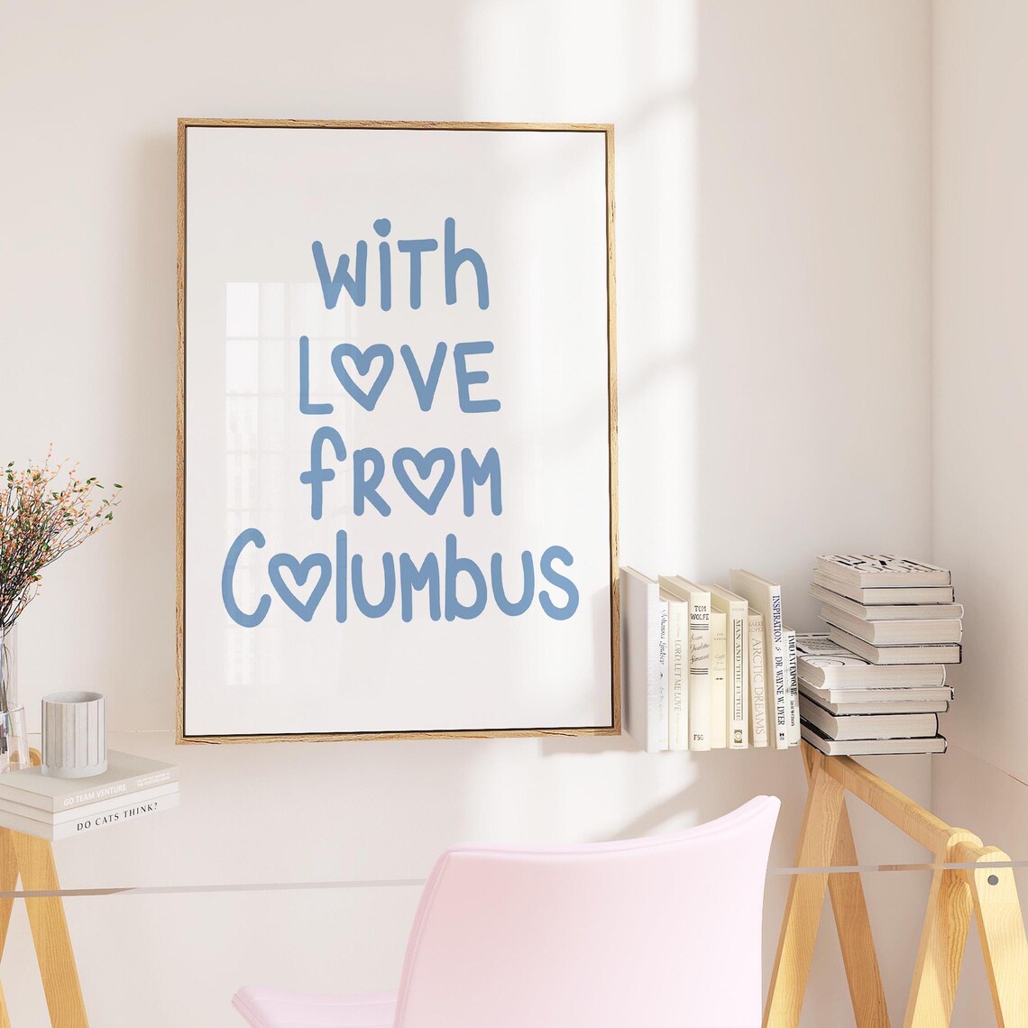 With Love From Columbus Blue Heart City Love Typography Poster - Image 3