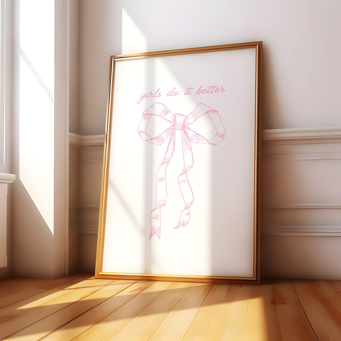 Girls Do It Better Pink Bow Script Coquette Girls Room Poster - Image 2