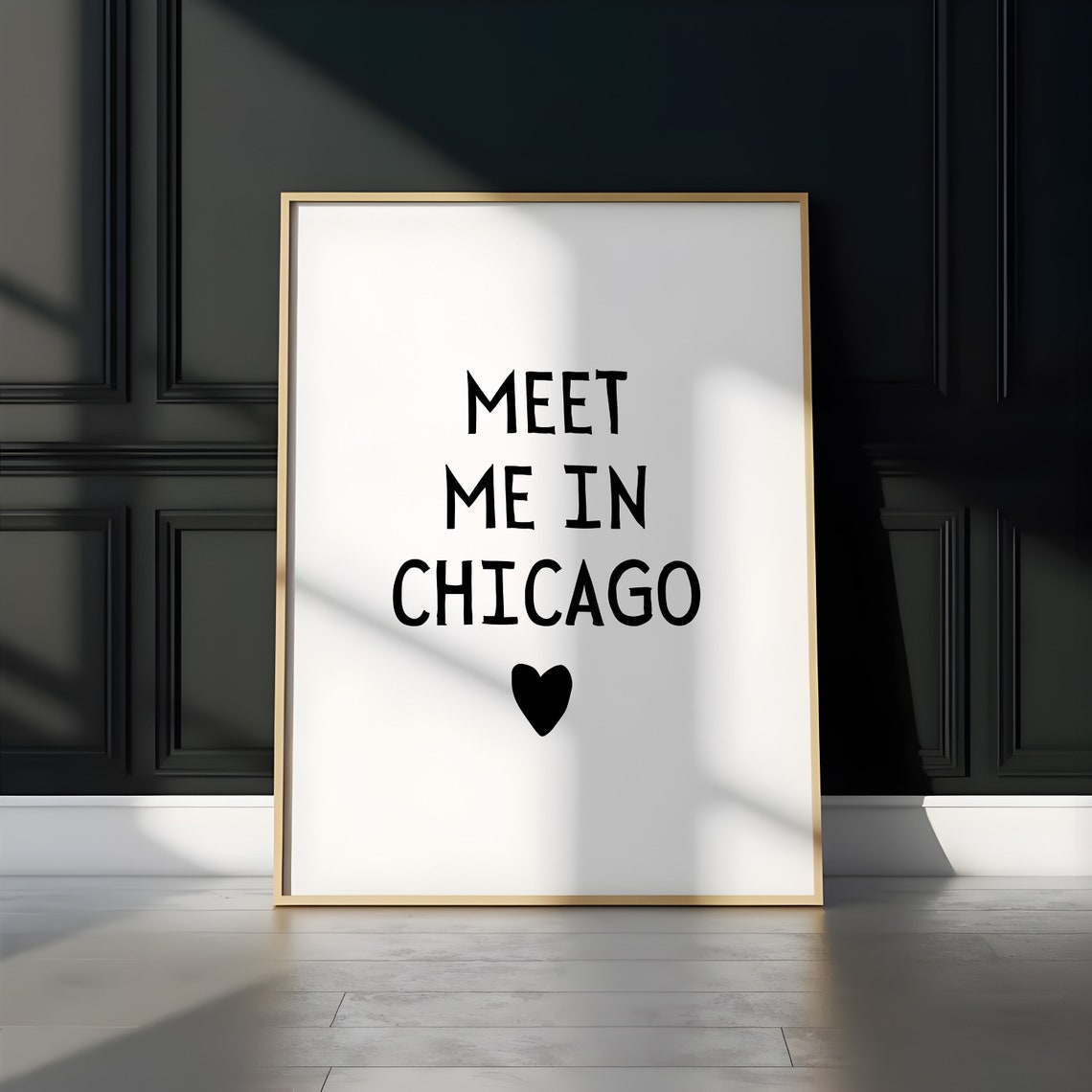 Meet Me In Chicago Heart Minimalist Typography City Wall Art - Image 2