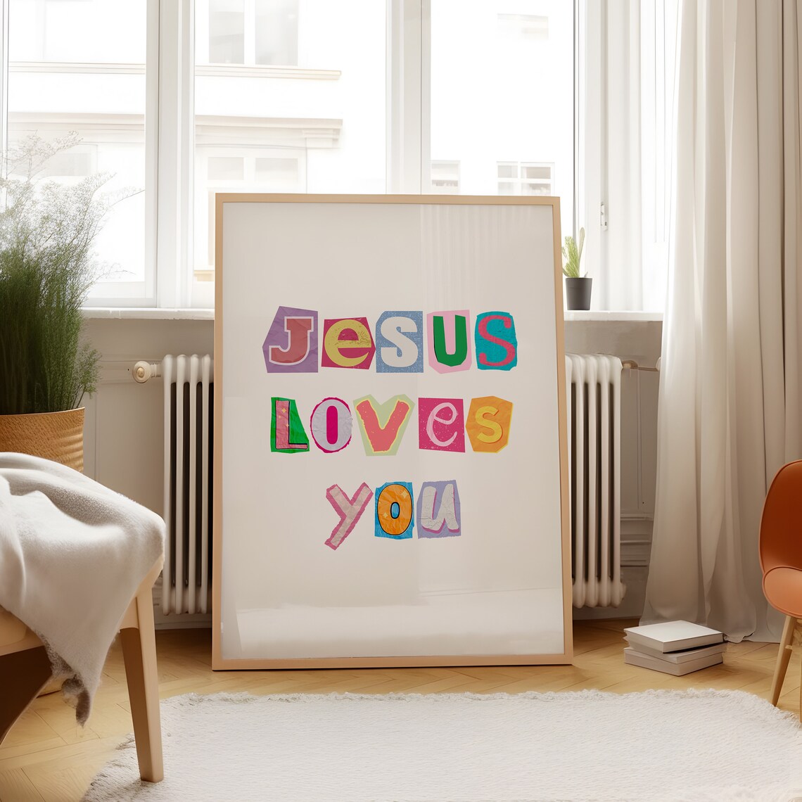 Jesus Loves You Christian Art Print, Pink Aesthetic - Image 2