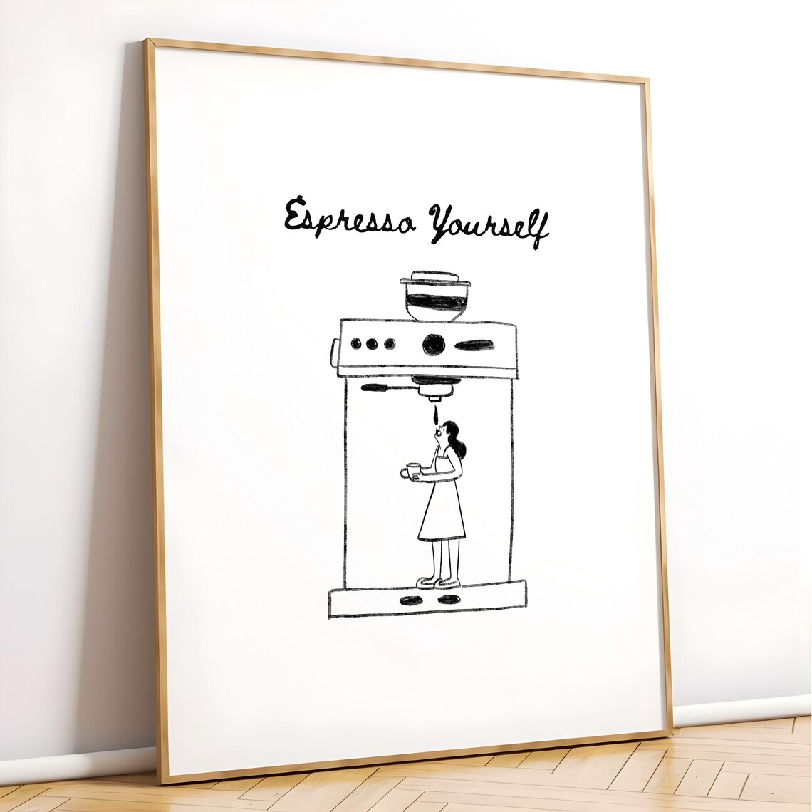 Espresso Yourself Whimsical Coffee Line Art Funny Kitchen Poster - Image 4