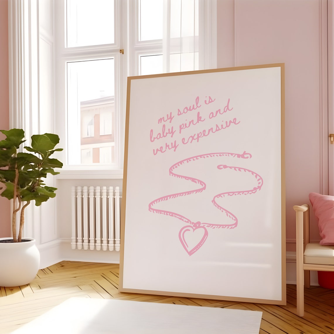 Baby Pink And Very Expensive Script Pearl Necklace Charm Poster - Image 3