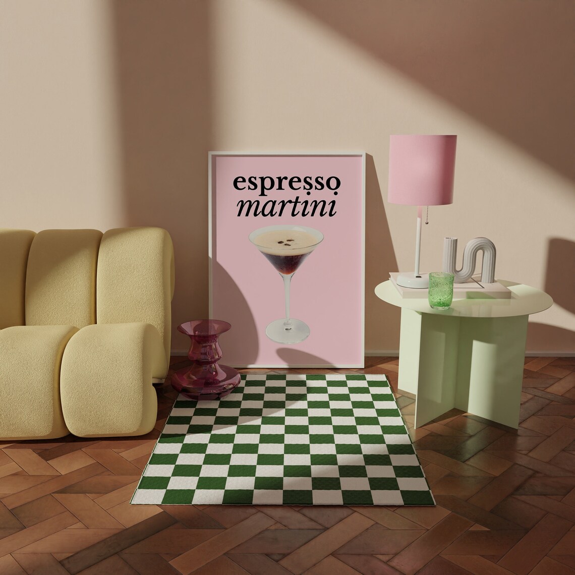 Espresso Martini Pink Cocktail Glass Martini Bar Cart Poster - Image 2
