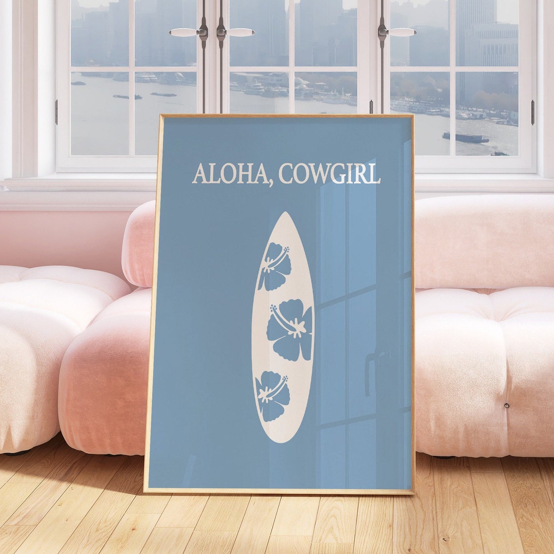 Surfboard Wall Art Aloha Cowgirl Art Coastal Beach Cowgirl Decor Western Art Blue Poster Print Cowgirl Coastal Aesthetic Wall Art - Image 4