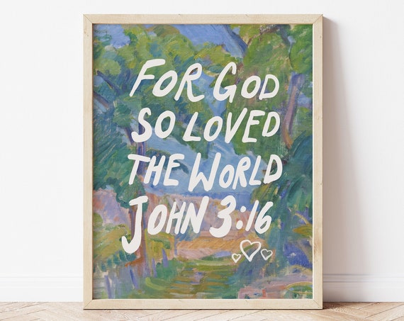 Watercolor Landscape Christian Poster, Bible Verse Art