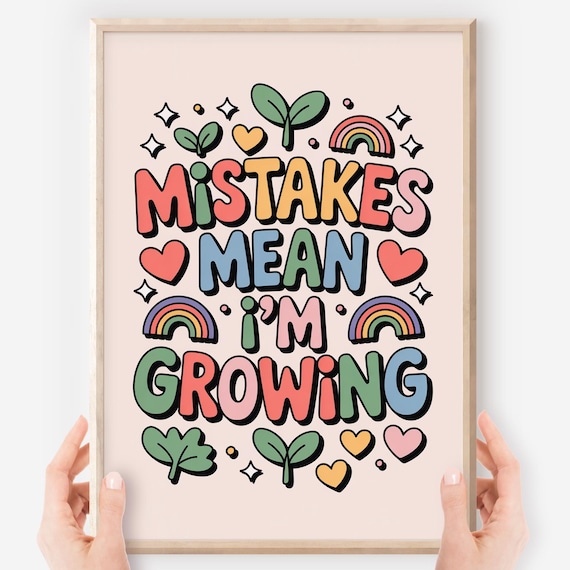 Mistakes Mean Im Growing Poster Growth Mindset For Neurodiverse Sel Classrooms Instant