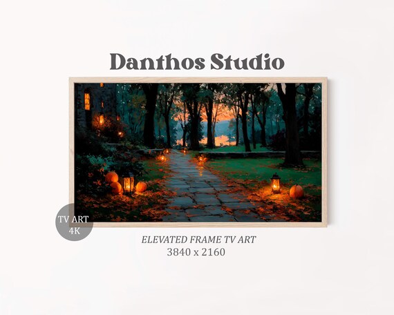 Rustic Pumpkin Path Frame Tv Art Cozy Autumn Decor