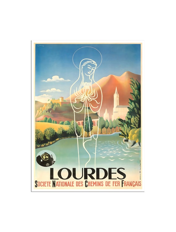 Lourdes Travel Poster French Gift Vintage Art Print Home Decor Xr4835