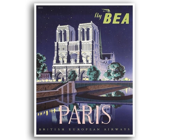 Paris Travel Poster, French Home Decor Art Print