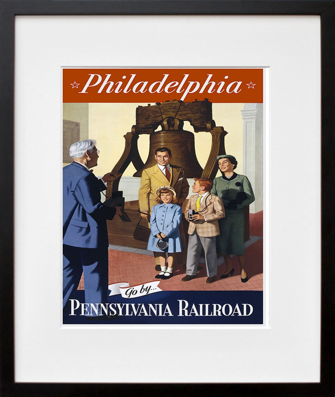 Philadelphia Go by Pennsylvania Railroad Vintage Liberty Bell Poster - Image 2