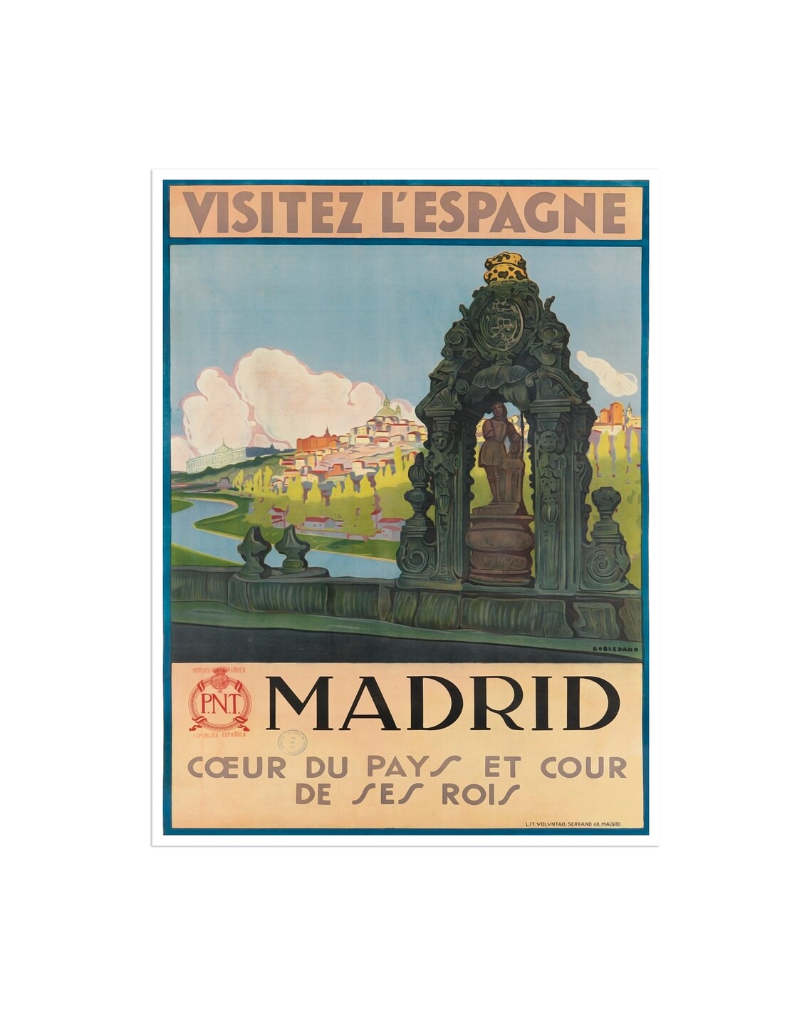 Madrid Travel Poster, Spanish Vintage Art Print