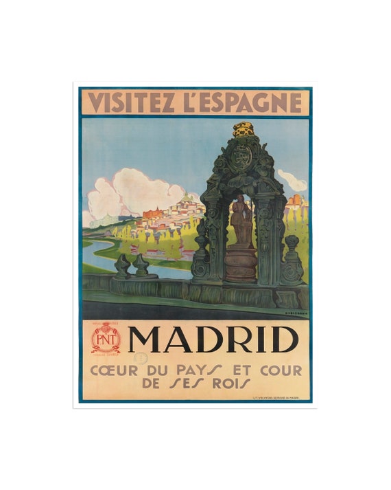 Madrid Travel Poster, Spanish Vintage Art Print