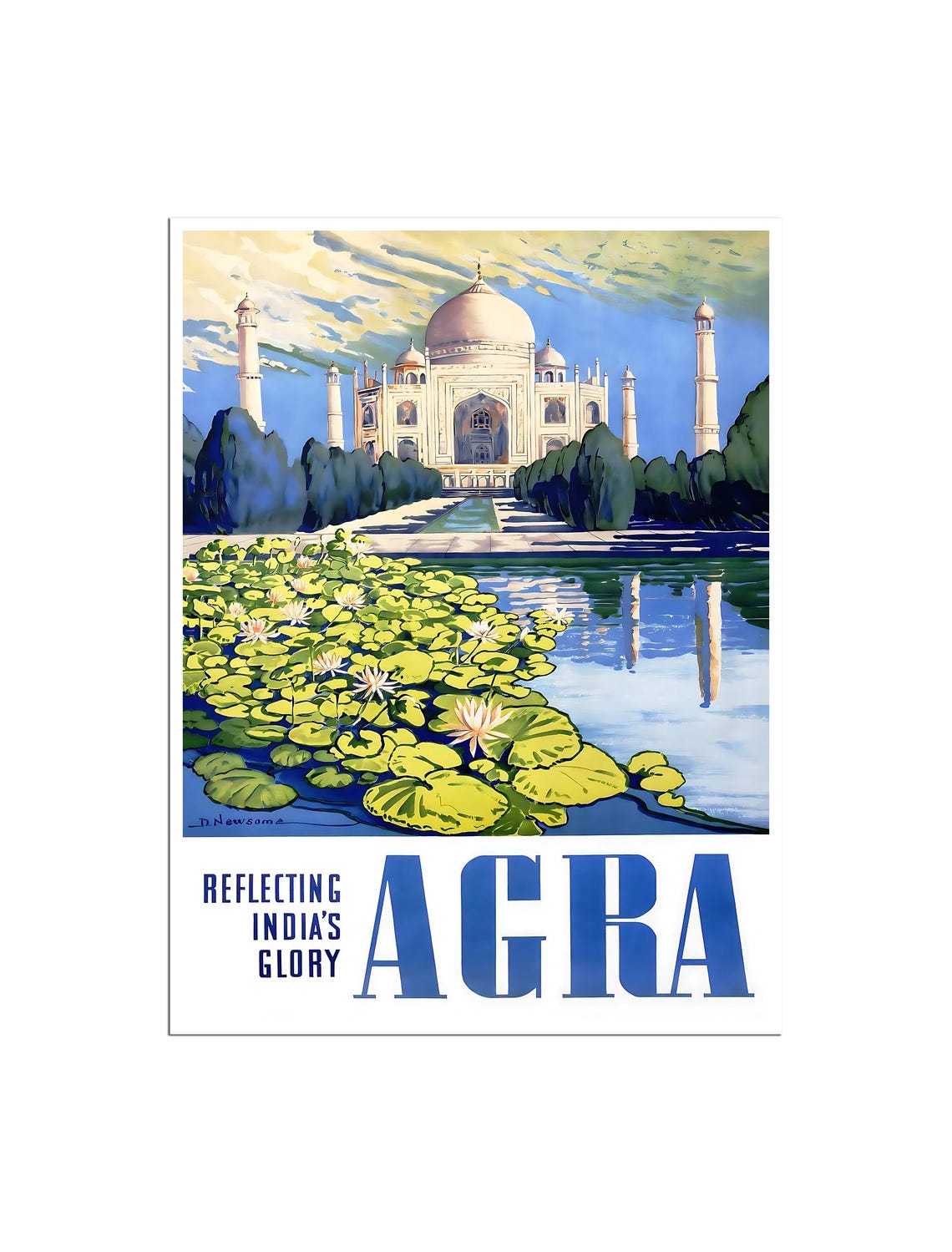 Taj Mahal Agra Reflecting Indias Glory Vintage Travel Poster