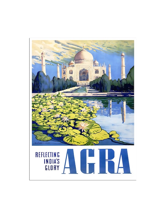 Taj Mahal Art Agra Travel Poster Indian Decor Print Xr721a