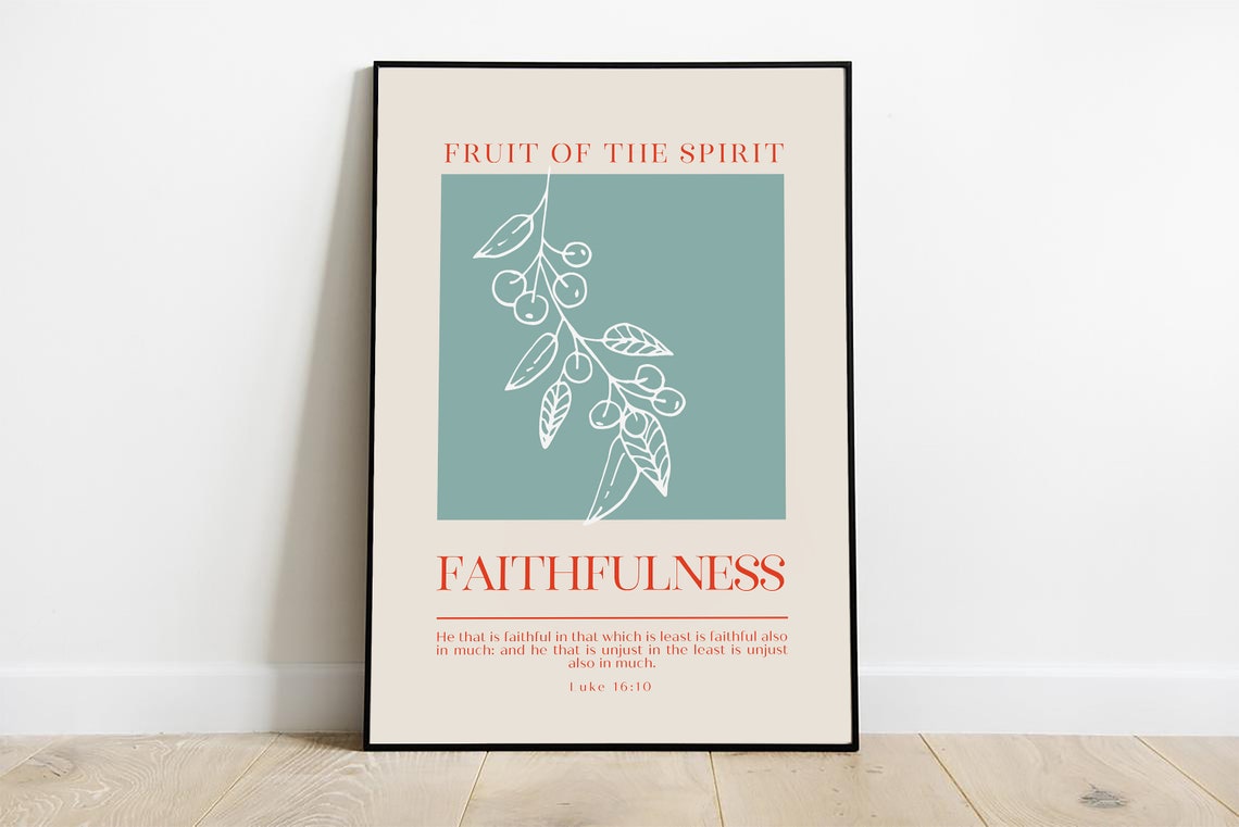 Fruit of the Spirit Faithfulness Luke 16:10 Botanical Art Print - Image 4