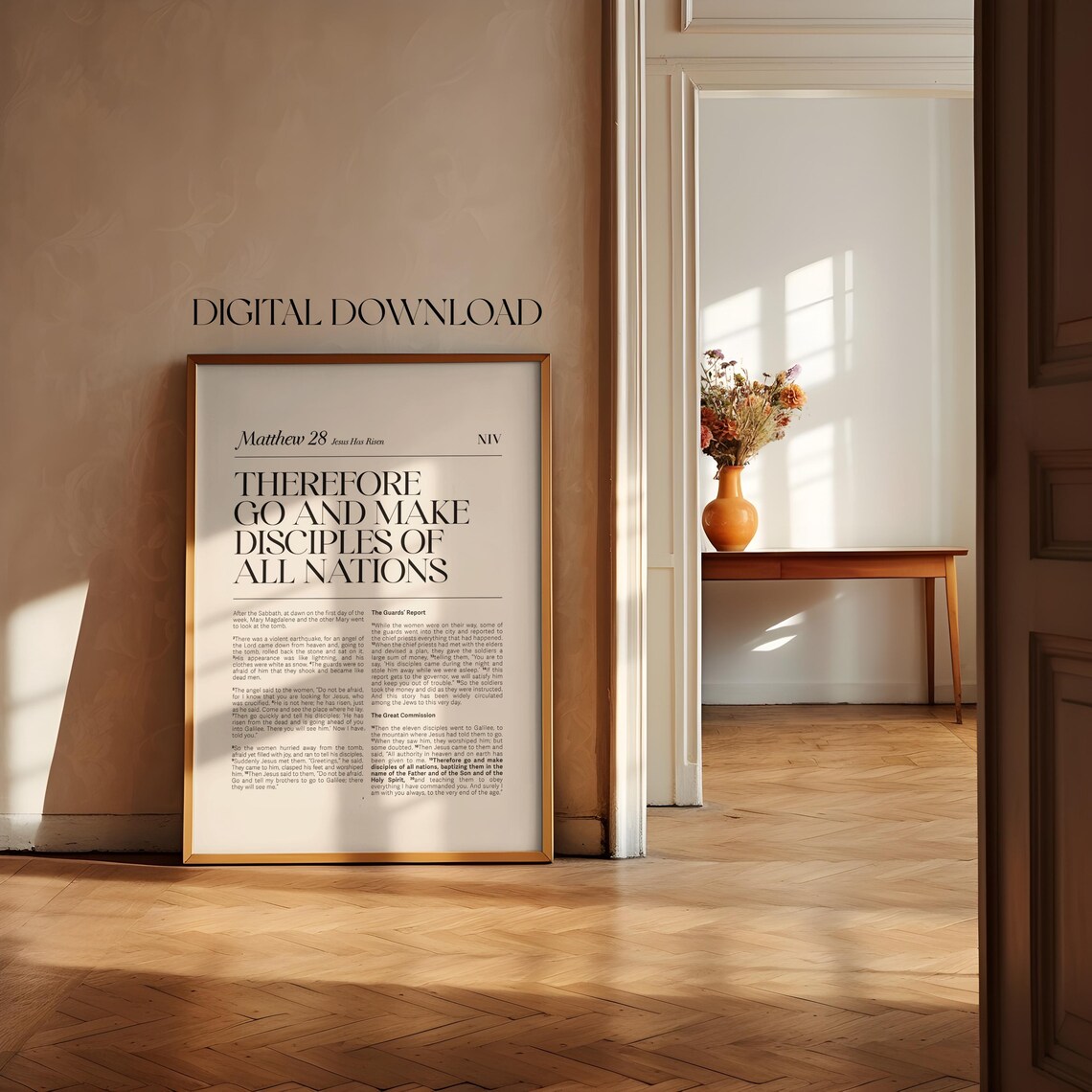 Matthew 28:19 Bible Verse Poster, Christian Wall Art - Image 3