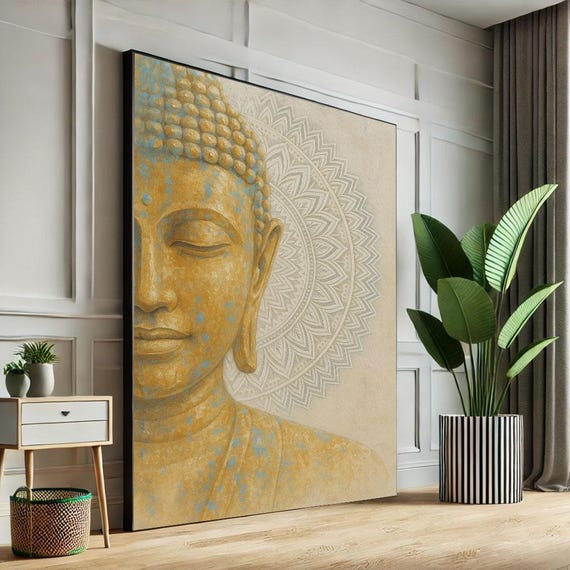 Calming Buddha Serenity Canvas Wall Art Minimalist Zen Living Room Decor Ready To Hang
